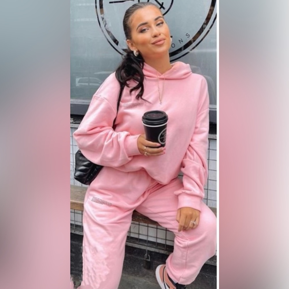 New Pangaia Set hoodie and pants set in color pink heavyweight warm